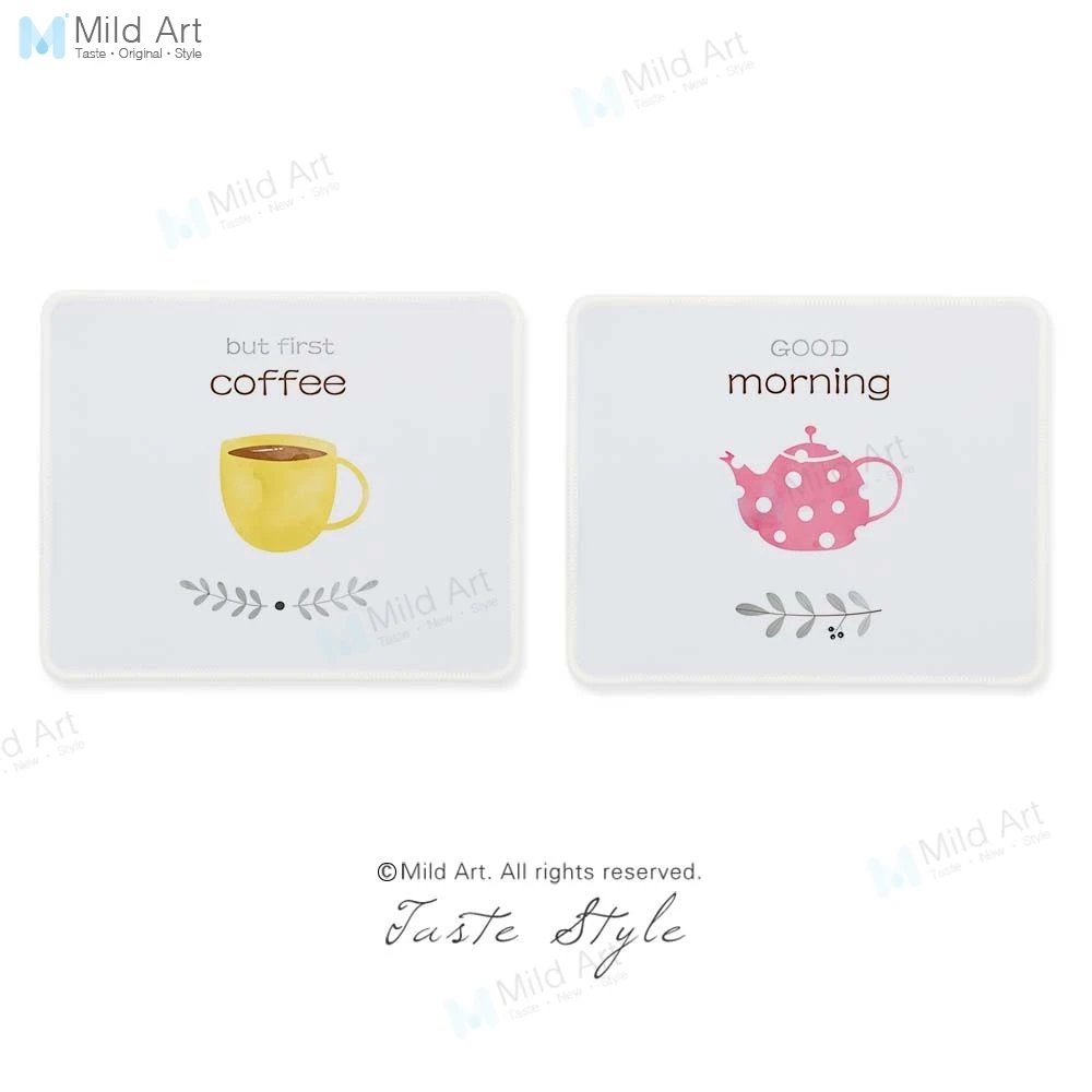 

Watercolor Kawaii Pink Yellow Coffee Morning Quotes Print Creative Kids Girl Gifts Gamer PC Gaming Computer Mouse Pad Mat Set