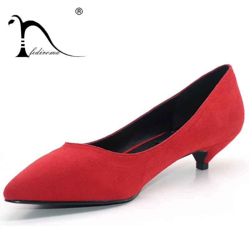 

FEDIROMA Woman 3 CM Soft Office high heels Concise Working shoes for women Flock slip-on high heels Lady Spring shoes
