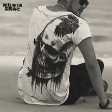 Мужская Летняя хлопковая футболка с коротким рукавом и принтом черепа, Мужская модная Высококачественная футболка, дизайн распродажа, мужские футболки T4366