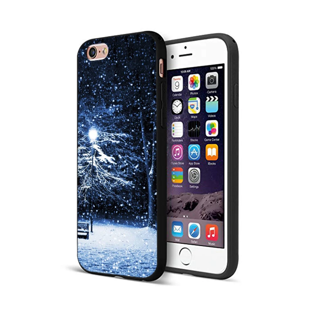 Черный чехол из ТПУ для iphone 5 5s SE 2020 6 6s 7 8 plus x 10 силиконовый XR XS 11 pro MAX с пейзажем