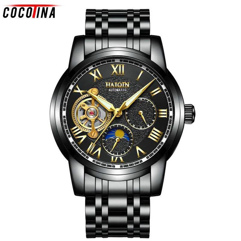 

Cocotina Luxury Men's Stainless Steel Tourbillon Automatic Mechanical Watch Men Calendar Week Multifunctional Watch LJX3407