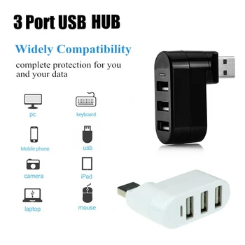 

Maikou 3 Port 180 degree rotation USB Hub Mini USB 2.0 High Speed Hub Splitter Box For Laptop PC U Disk Card Reader