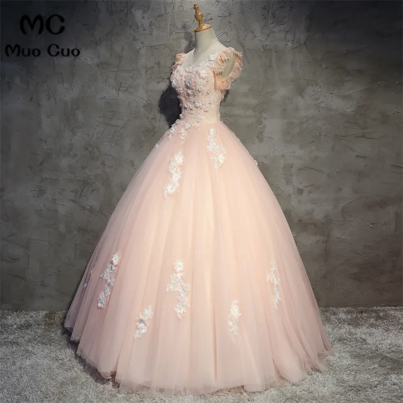Peach Quinceanera Dresses Puffy Tulle With Lace Vestidos De 15 Anos Sweet 16 Dresses Ball Gown Debutante (3)