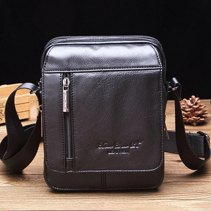 

High Quality Men Business Cross Body Bag Casual Small Briefcase Fashion Male Genuine Leather Single Shoulder Messenger Bags New