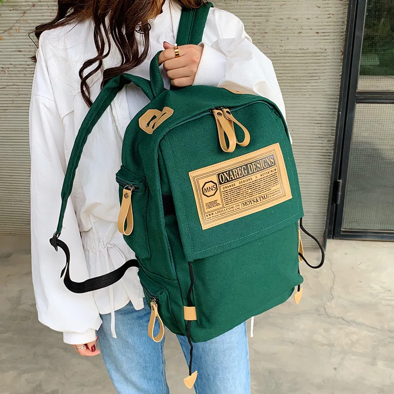 

Canvas Both Shoulders Package 2019 Tide Will Capacity Leisure Time Hit Color Student Package A Bag Travel laptop Backpack