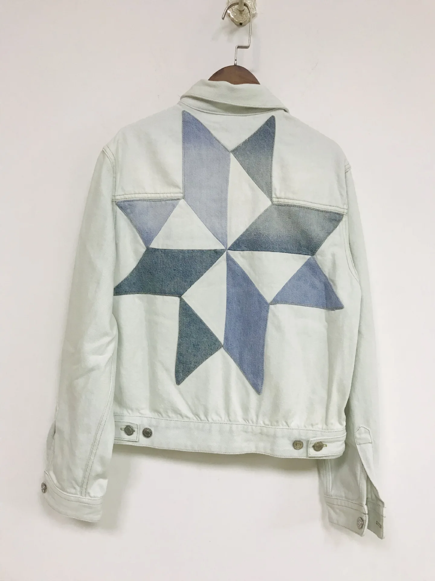 

New Spring Jacket 2019 Casual Collision Color Patch Light Blue Knotted Jeans Jacket Coat Patchwork Women Jackets and Coats