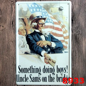 8 Оловянная табличка с логотипом Uncle Sam, винтажная металлическая настенная наклейка, железная табличка, декоративные тарелки, 20X30 см - Цвет: 8