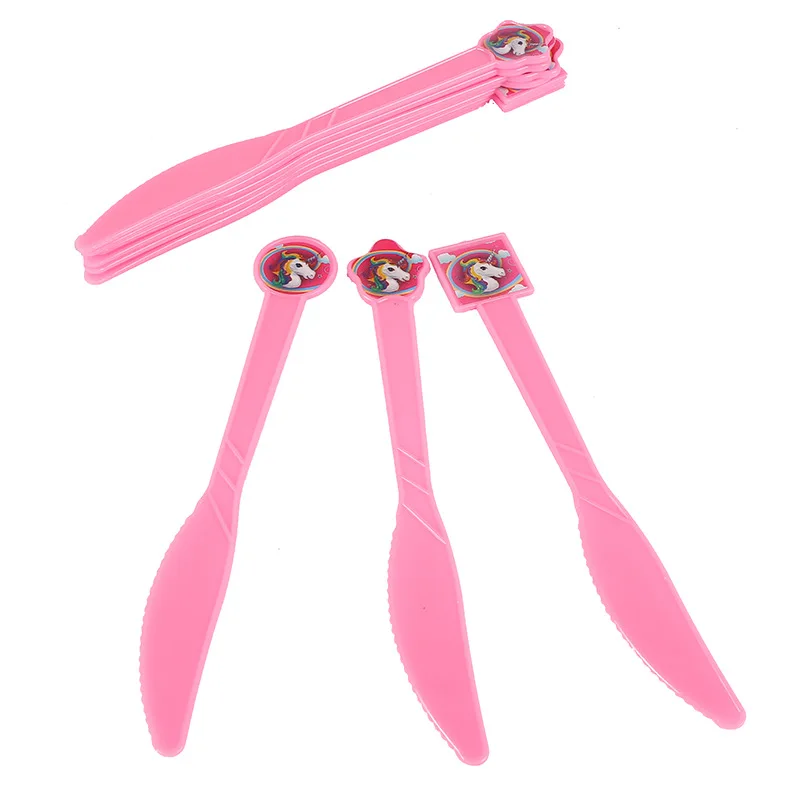 

10pcs/lot unicorn baby shower plastic forks unicorn party spoons happy birthday party supplies unicorn plastic knives