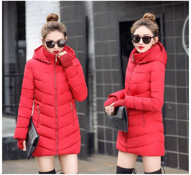 womens winter jackets and coats 2018 Parkas for women 4 Colors Wadded Jackets warm Outwear With a Hood Large Faux Fur Collar -