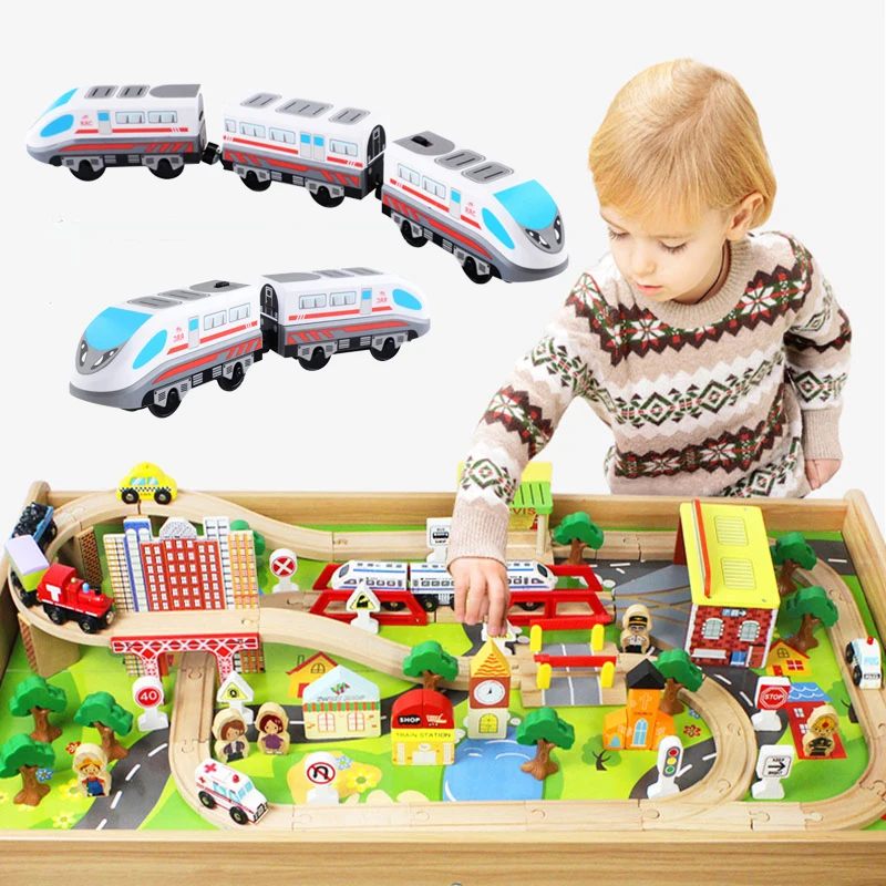 

Electric Train Toys Magnetic Electric Train High-speed Rail Compatible With Thomas Train Tracks and All Kinds Of Wooden Railway