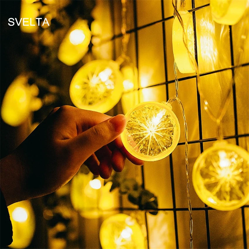SVELTA 20 leds Lemon Garland Christmas LED String Fairy Lights Decoration For Xmas Party Home Bedroom Holiday Decor Gerlyanda
