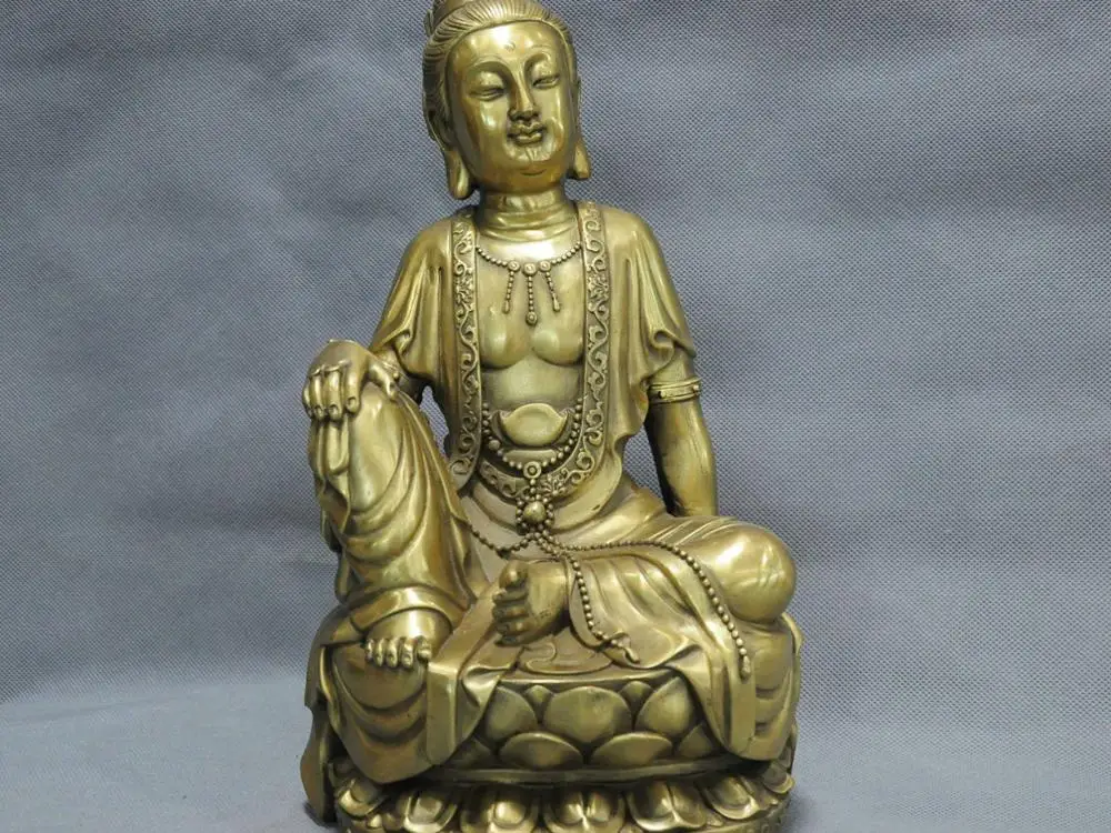 

12" China Kwan-yin Guanyin Avalokitesvara Buddha Bronze Statue