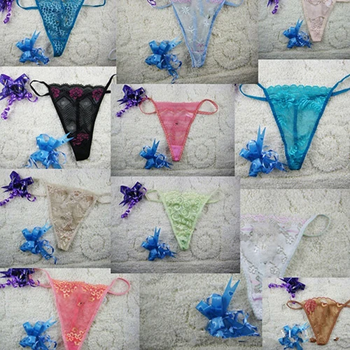 

! 12 Pcs Women Fashion Sexy Lace Low Waist Mini Briefs Thongs Underwear G-strings