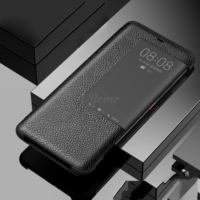 Чехол из натуральной кожи для huawei P30 Pro чехол P20 умный Роскошные Флип Чехлы P30pro