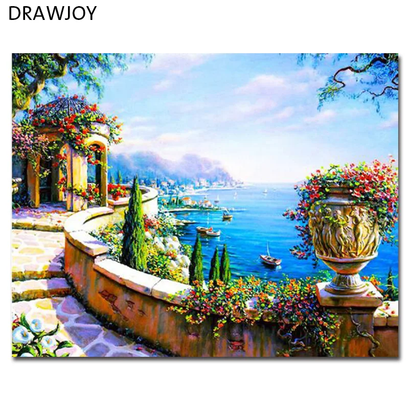 

Seascape Canvas Painting By Numbers Frameless Wall Pictures DIY Canvas Oil Painting Home Decor For Living Room GX7197 40*50cm