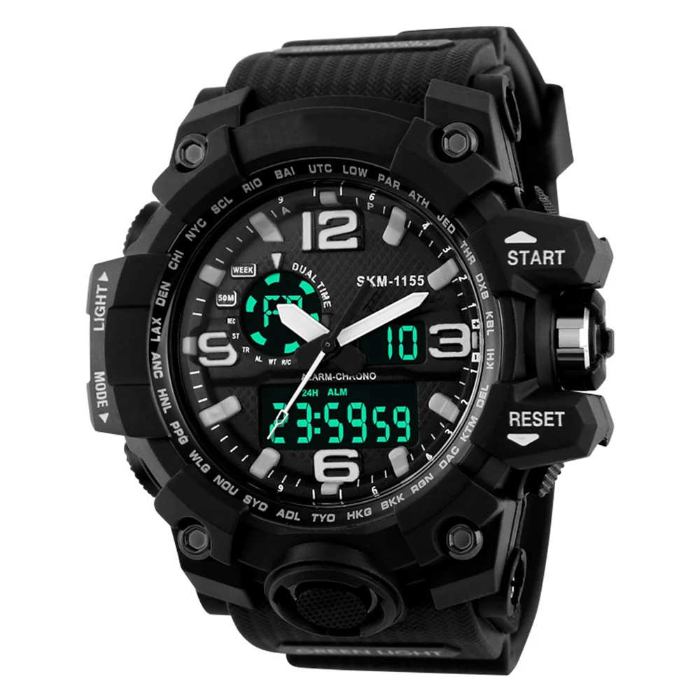 

2019 Men's Analog Electronic Watch Digital Dual Display with EL Back Light