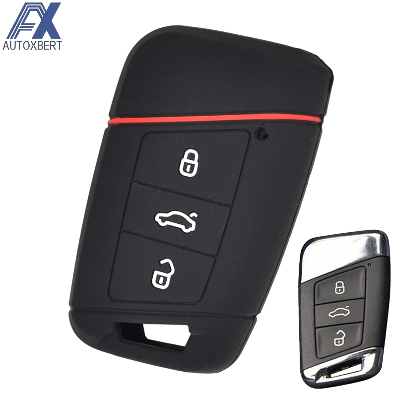 

AX 3 Button Silicone Car Remote Key Fob Shell Cover For VW PASSAT For Skoda Kodiaq Superb A7 2015 2016 2017 2018 Shell Holder