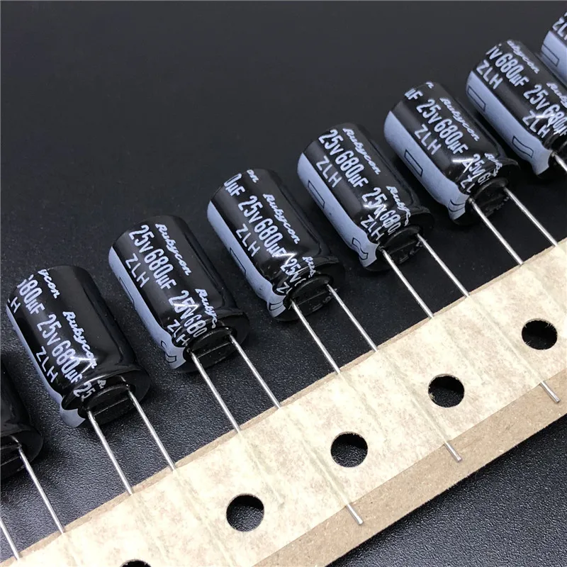 

10pcs 680uF 25V Rubycon ZLH Series 10x16mm Low Impedance High Ripple Current Long Life 25V680uF capacitor