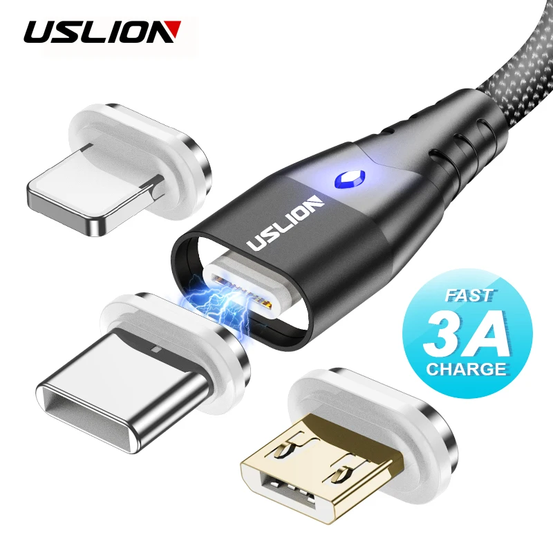 USLION المغناطيسي كابل سريع المصغّر usb شحن الهاتف كابل بيانات أندرويد سلك المغناطيس شاحن سامسونج Xiaomi هواوي المحمول 3A USLION المغناطيسي كابل سريع المصغّر usb شحن الهاتف كابل بيانات أندرويد سلك المغناطيس شاحن سامسونج Xiaomi هواوي المحمول 3A