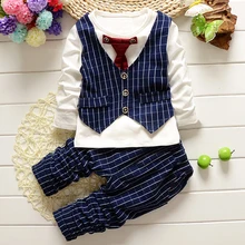Fashion Baby Boy Clothing Sets Young Gentleman Christmas Costumes For Boys Coats With Tie Boy Party Clothes Suits Sets Kids