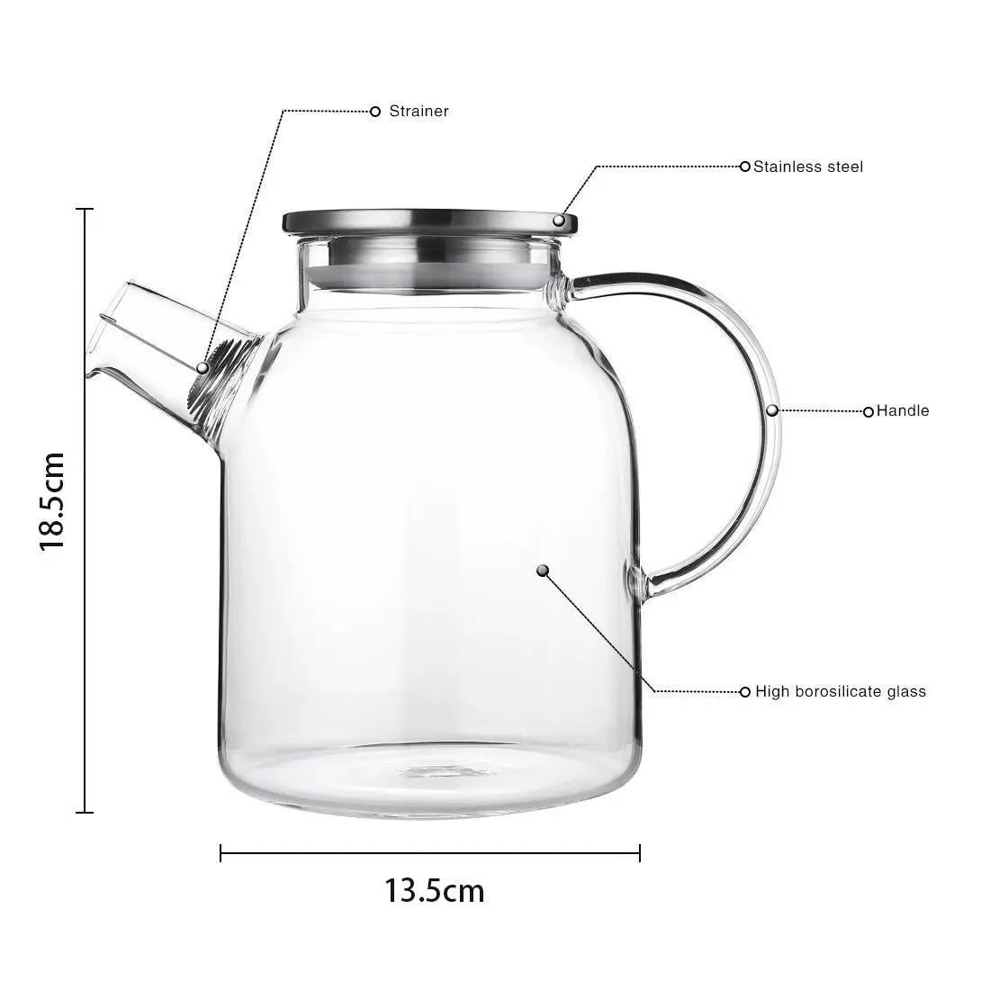 1800 мл кувшин для воды, устойчивый прозрачный стеклянный чайник, чайник, кувшин для кофе, сока, Нержавеющее ситечко, функциональный