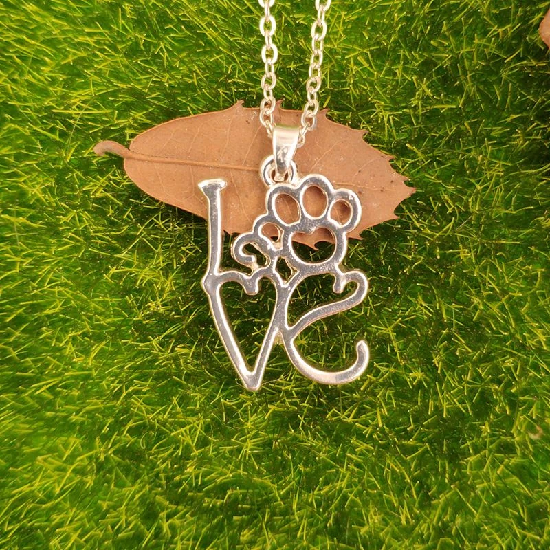 calado con dibujos de perro y amor para mujer, colgante de Animal, cuentas doradas y plateadas, regalo de joyería para mujer 68|Collares colgantes| - AliExpress