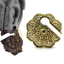 1 шт., племенные античные золотые винтажные мандалы, для ушей, с вилкой, растяжитель для ушей, расширитель, серьги, пирсинг, ювелирные изделия