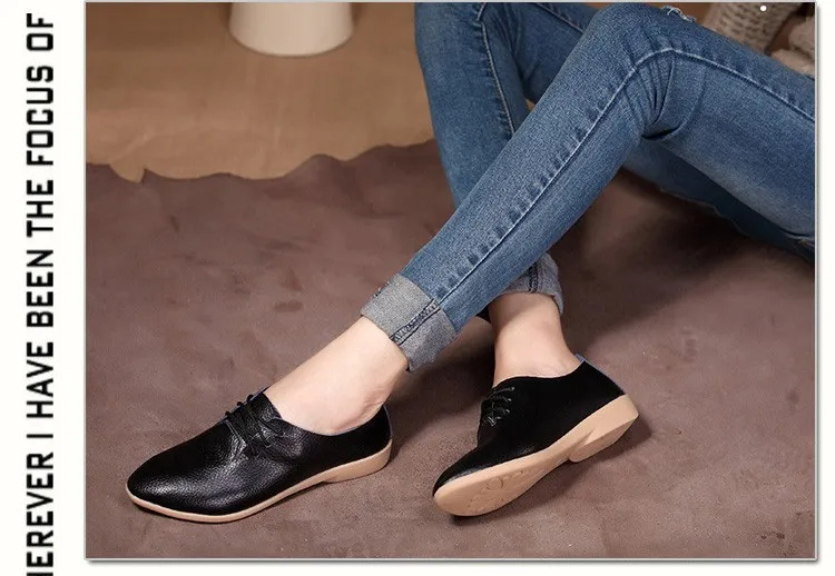 Casual Ballet Shoes Women Soft Genuine Leather Women's Loafers Slip On Woman Flats Shoe Flexible Peas Footwear Large Size 35-41 15