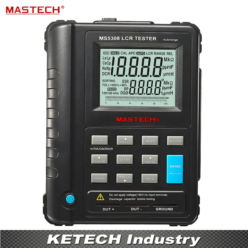 

Handheld Professional Auto Range Digital LCR Meter Inductance Capacitance Resistance Tester 100Khz Mastech MS5308