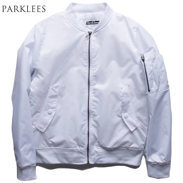 White Bomber Jacket Men Casual Long Sleeve Veste Homme Brand Fashion