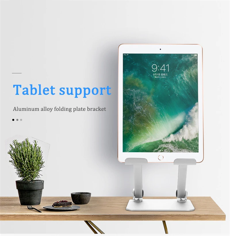 Desktop Алюминий сплав держатель таблетки Регулируемая Складная Мобильный телефон Планшеты повысить Подставка для iPad Air Mini Pro 11 12,9 дюйма