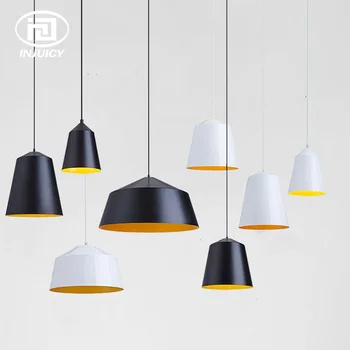 

Modern Simple Painted Aluminum Led Pendant Lights Black And White Pendant Lamp Restaurant Cafe Bar Deco Hanging Lighting