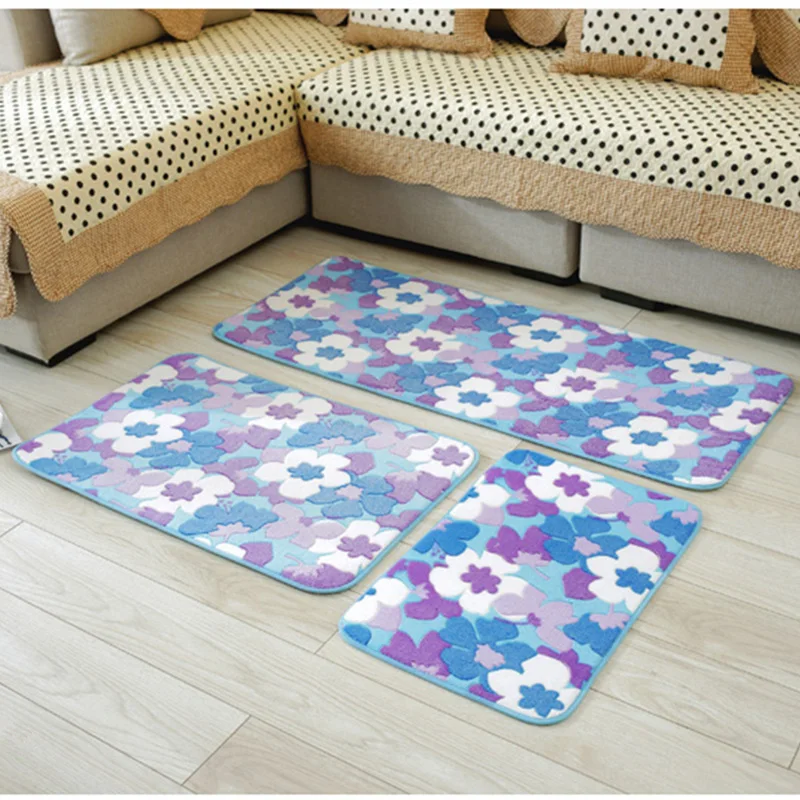 

Carpets For Living Room Large Rugs For Kitchen 3pcs Floor Mats For Living Rooms Floral Pattern Bath Mat Microfiber Carpet tapete