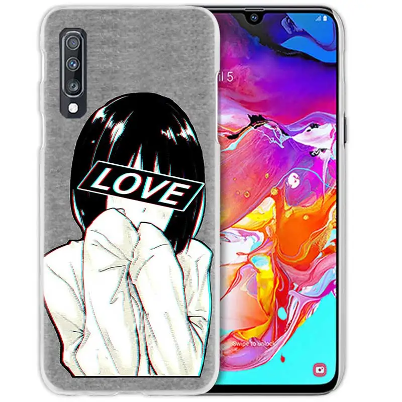 Аниме чехол для samsung Galaxy A50 A70 A20e A40 A30 A20 A10 A8 A6 плюс A9 A7 прозрачный жесткий чехол для телефона с рисунком в виде чехол Coque jake грустно японской - Цвет: 09