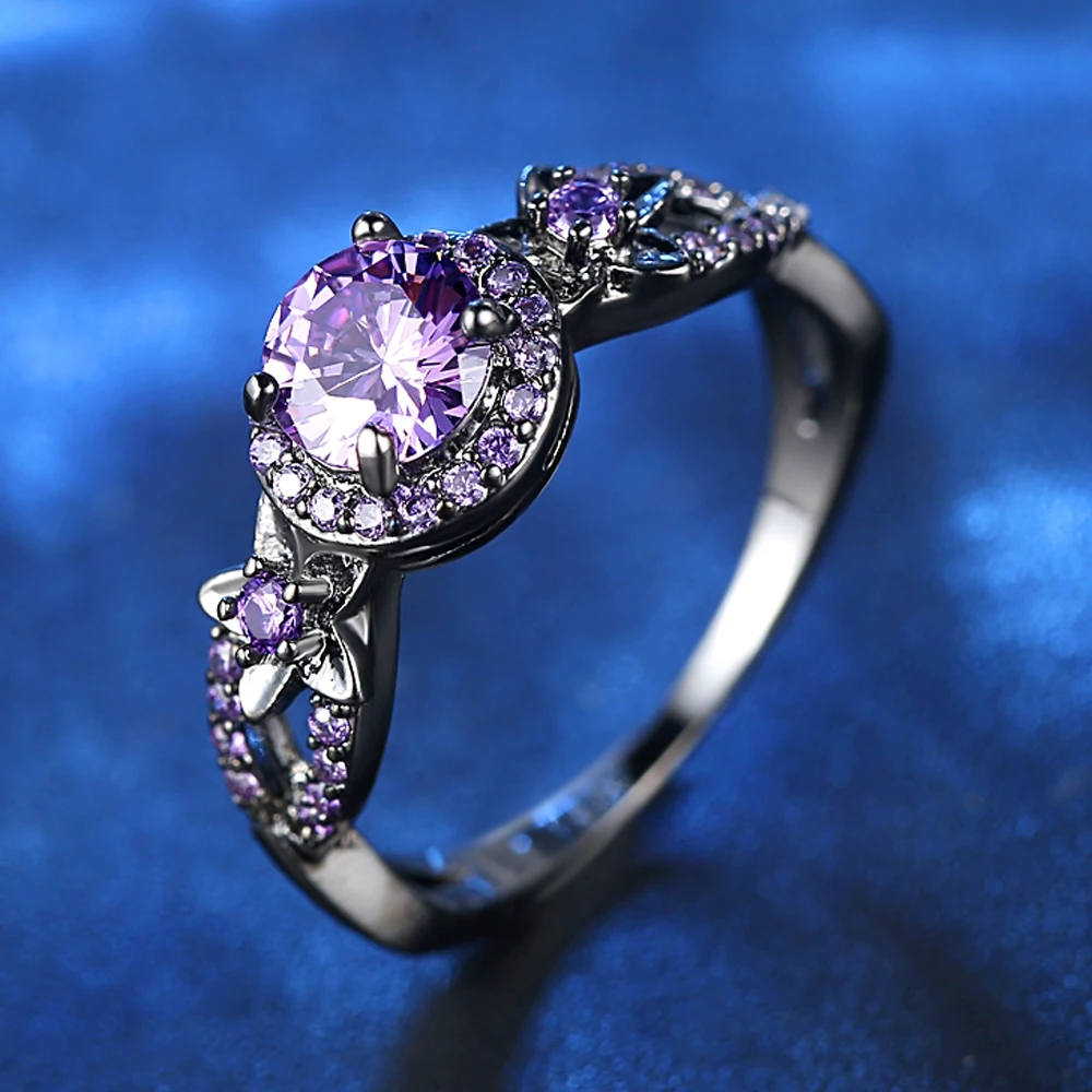 Серебряное кольцо серебряное Ювелирное кольцо фиолетовое и черное YNFGXSYO