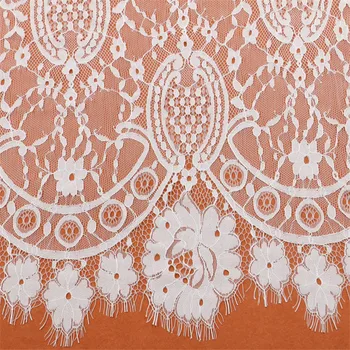

3M/lot Eyelash Lace Fabric width 43cm DIY Decorative High Quality Soft Off Nylon Eyelash Lace Trim Wedding Dress Fabric