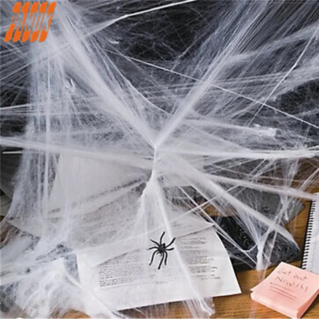 white stretchy spider web halloween decoration diy cobweb scary party scene props supplies for bar haunted