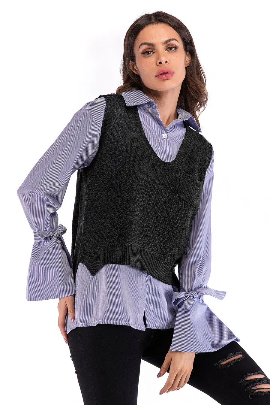 Gladiolus 2018 Fashion Knitwear Autumn Winter Sweater Women Sleeveless V-Neck Loose Knitted Waistcoat Women Vest Short Sweaters (21)