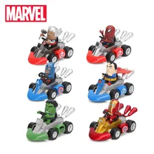 Игрушки Marvel 11 см фигура Мстителей картинг оттягивающийся автомобиль Человек-паук Бэтмен Супермен Железный человек Халк Капитан Тор фигурки супергероев кукла