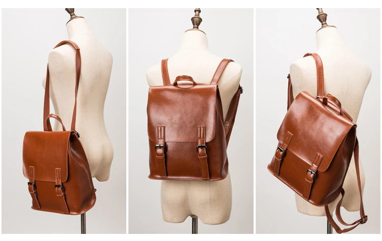  Fashion Designer Genuine Leather Women Backpack Drawstring School Bags For Teenagers Girls Female Travel BackPack (3)