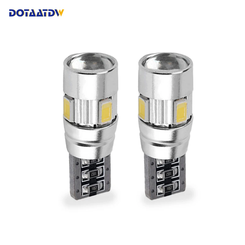 

DOTAATDW 4x Canbus W5W LED T10 Light 6 5630 SMD 12V Car External Clearance Bulbs Backup Reverse Lamp Number Plate Parking Light