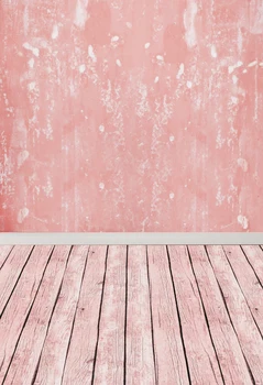 

HUAYI Pink Concrete Wall Background Wood Floor Art Fabric photography Background Newborn Photo Studio Prop Backdrop XT-5862
