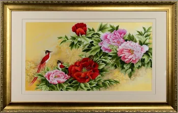 

Handmade 100% Mulberry Silk Finished Suzhou Embroidery Peony and Phoenix