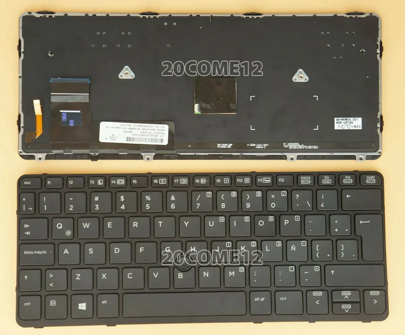 

NEW FOR HP EliteBook 820 G1 820 G2 keyboard backlit Spanish Teclado Silver Frame Black frame 730541-161