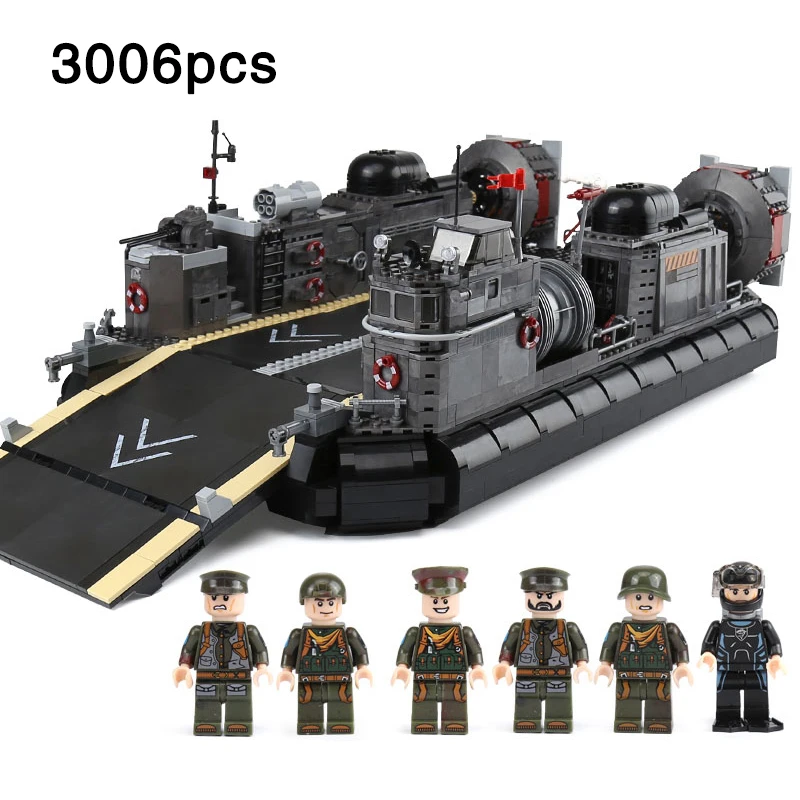 

Army Series Big Amphibious Transport Ship vehicle compatible LegoINGlys Military Model Building Blocks Bricks Toys For Children