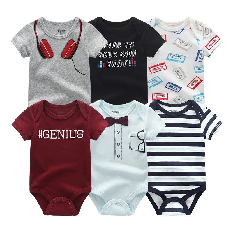 6 шт./лот, боди для новорожденных, одежда с короткими рукавами для малышей, комбинезон с круглым вырезом для детей 0-12 месяцев, хлопковая одежда для маленьких мальчиков и девочек, комплект для младенцев - Цвет: Baby Bodysuits 11