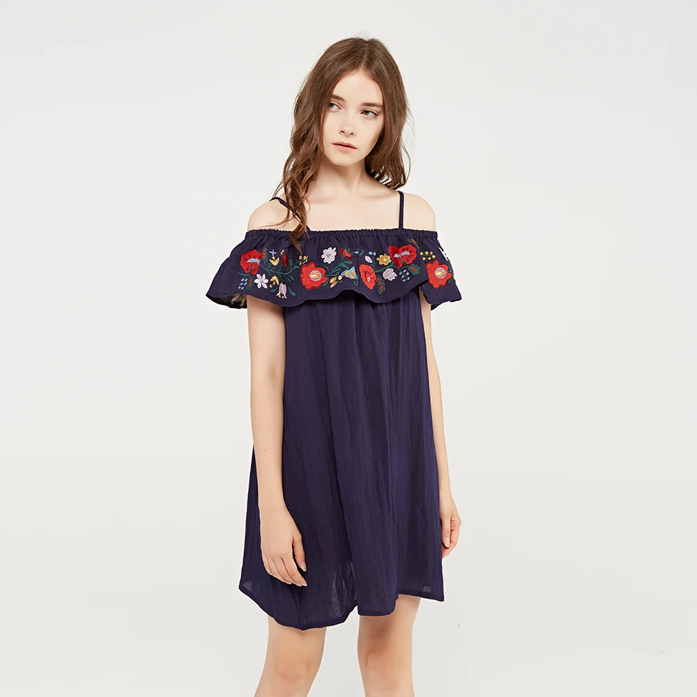 Boho dress 2018 new floral embroidery women dresses bohemia femme Mini