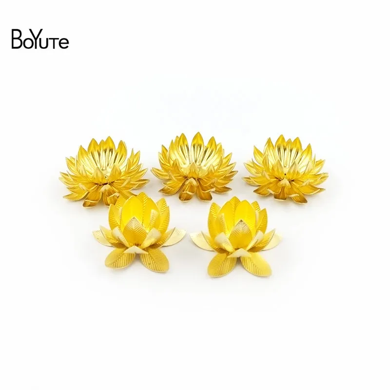 

BoYuTe (5 Pieces/Lot) Diy Hand Made Jewelry Accessories 28MM 30MM Stamping Metal Brass Flower Chrysanthemum Lotus