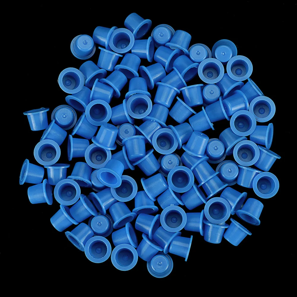 500 шт Пластиковые микроблейдинг чернила для татуажа колпачок пигмент прозрачный держатель размер контейнера для иглы наконечник ручка источник питания Наконечник иглы - Цвет: blue