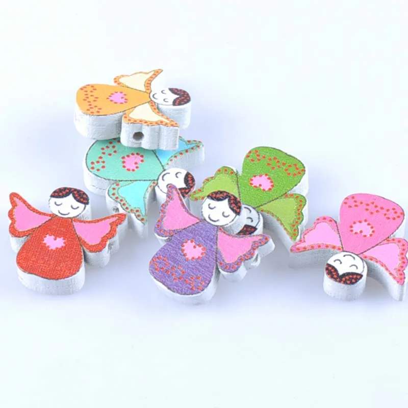 

Mix color Natural Angel Painted Wooden Spacer Beads For Jewelry making DIY 20mm 50pcs MT2011X